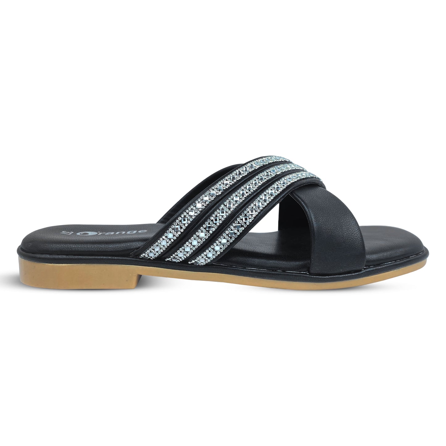 Ladies Casual Slippers – Comfortable Slide with Sparkling Crystal Straps