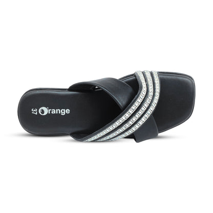 Ladies Casual Slippers – Comfortable Slide with Sparkling Crystal Straps
