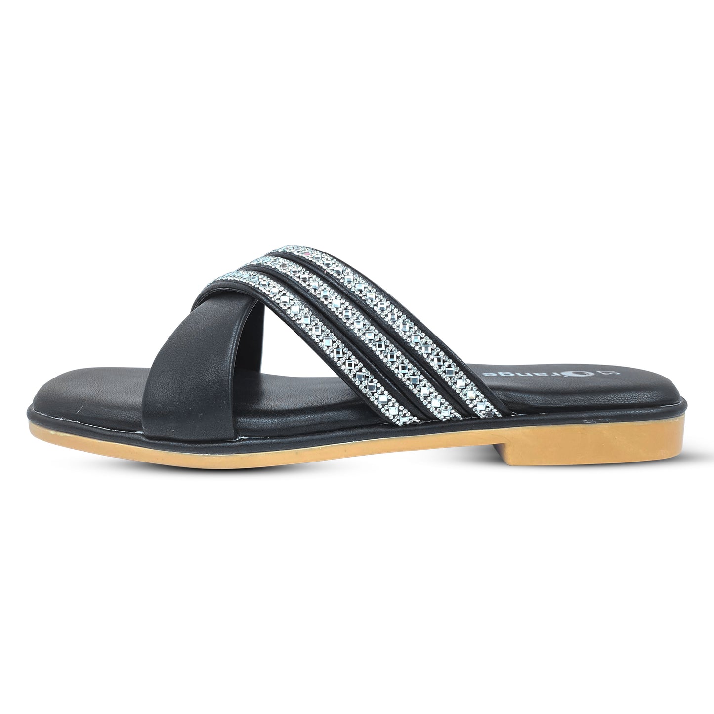 Ladies Casual Slippers – Comfortable Slide with Sparkling Crystal Straps