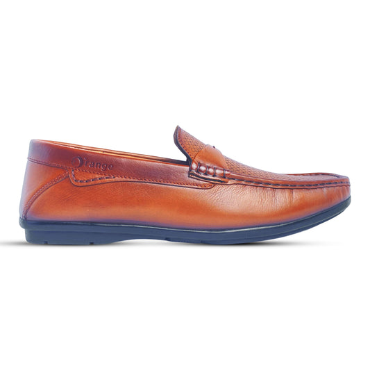 Buy Laser Cut Design Leather Loafer in Tan - Stylish Slip-On Loafers for Men