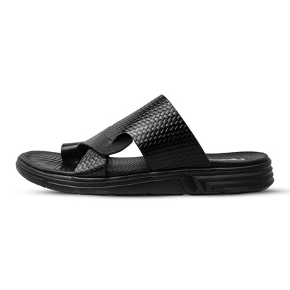 Premium Men’s Black Textured Leather Sandals