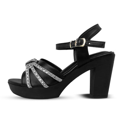 Elegant Ladies Open Heel Sandals with Crystal Embellishments
