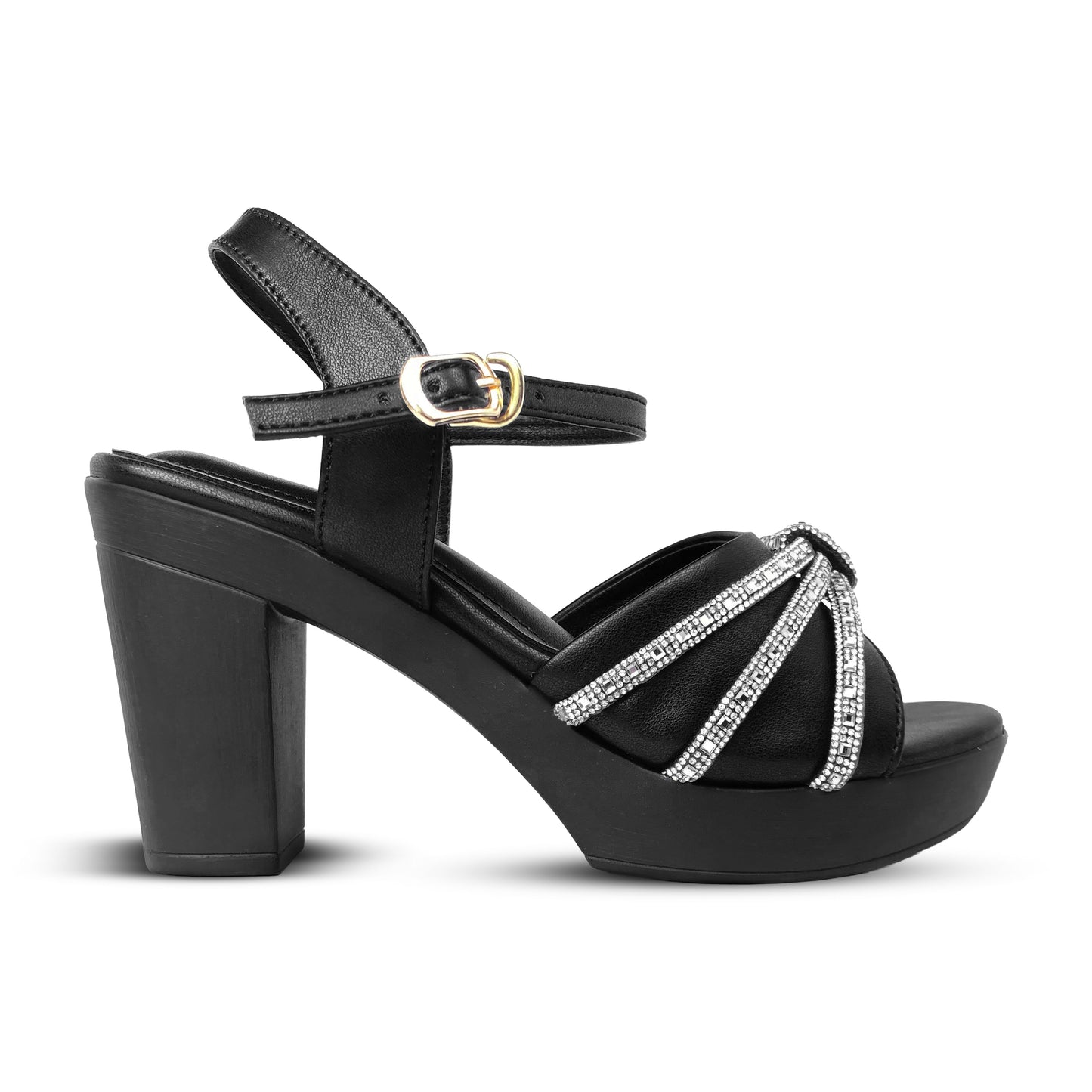 Elegant Ladies Open Heel Sandals with Crystal Embellishments