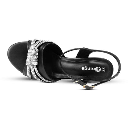 Elegant Ladies Open Heel Sandals with Crystal Embellishments