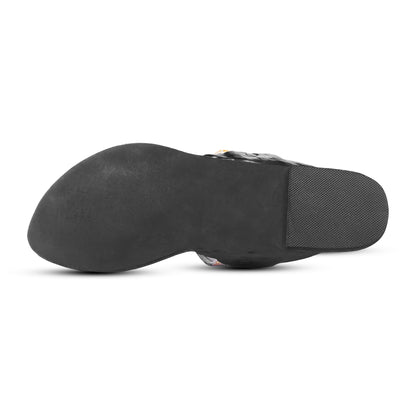 Women Sleek Textured Toe Loop Flats – Elegant & Comfortable Slip-On Flats with Stylish Design