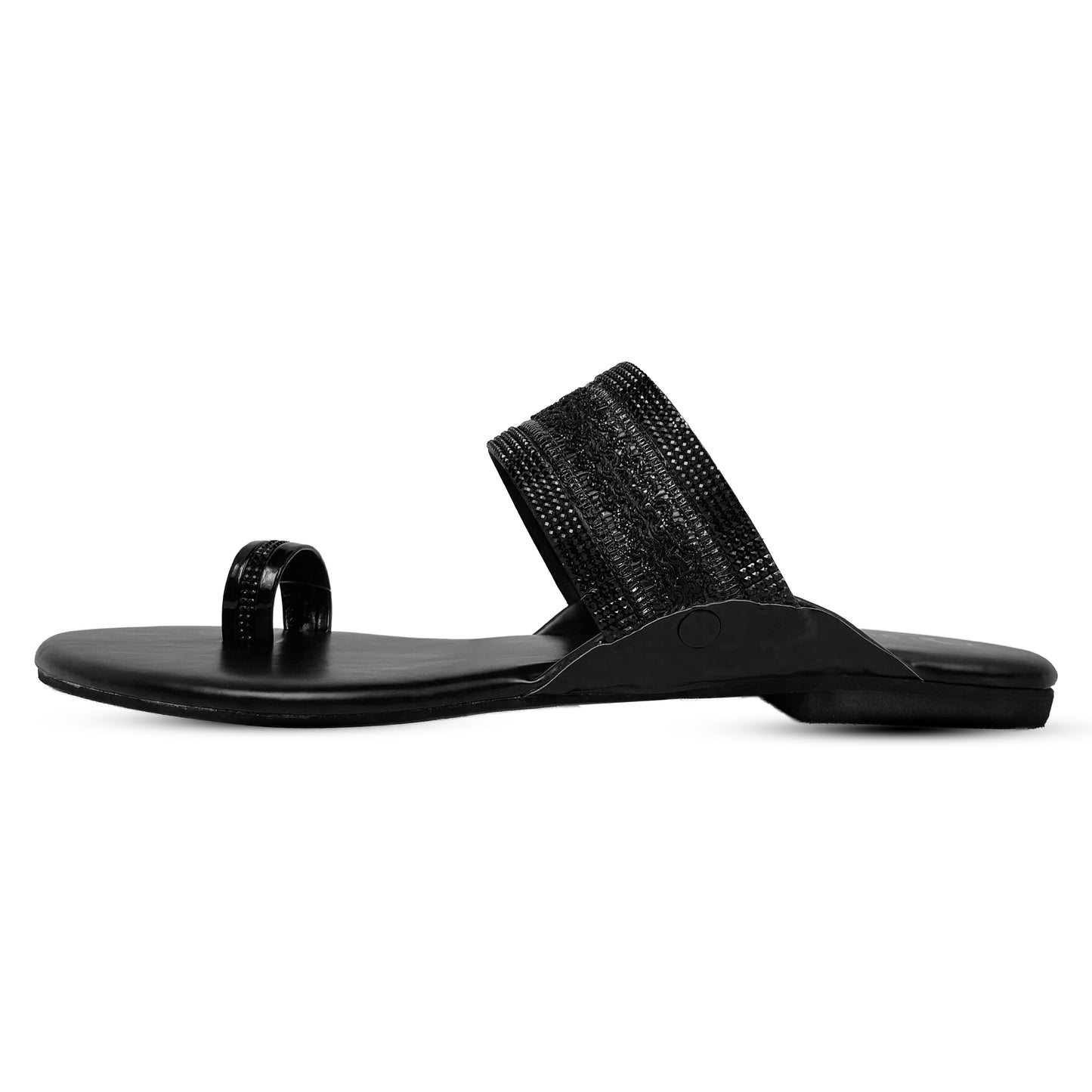 Women Sleek Textured Toe Loop Flats – Elegant & Comfortable Slip-On Flats with Stylish Design