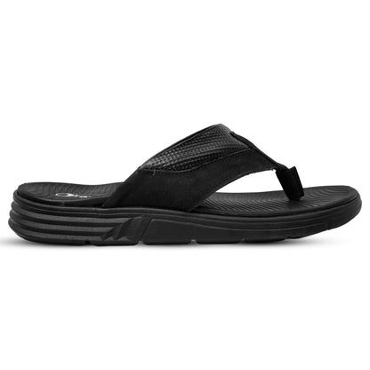 Men's Black Nubuck Leather Toe-Post Sandal – Comfortable and Stylish Sandals for Everyday Wear