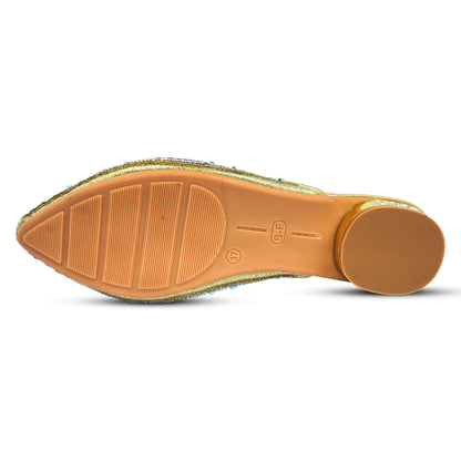 Golden Fancy Closed Toe Low Heel Women’s Belly – Elegant and Comfortable for Any Occasion