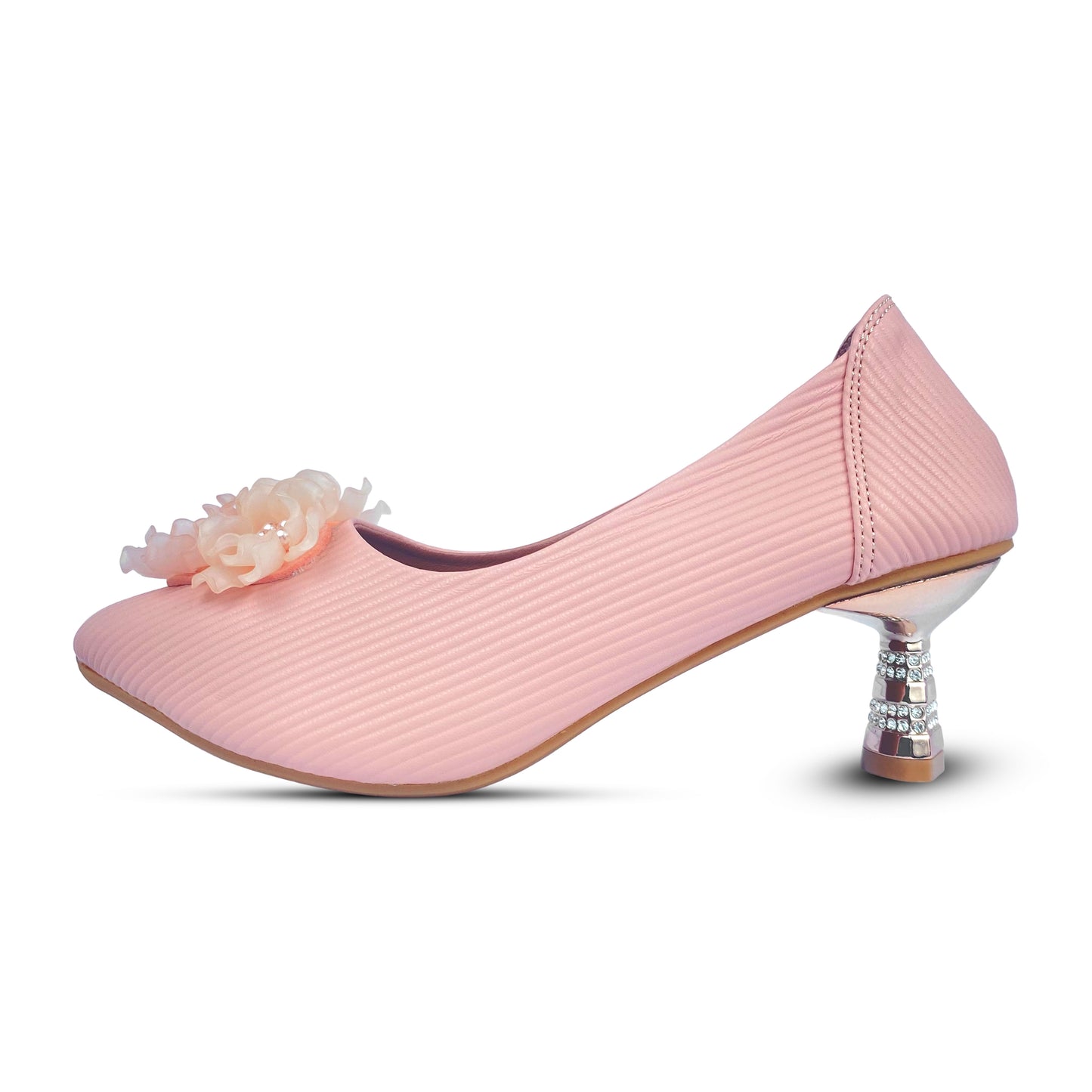 Trendy Pink Heels for Women – Chic Floral Design with Sparkling Heel for Stylish Comfort