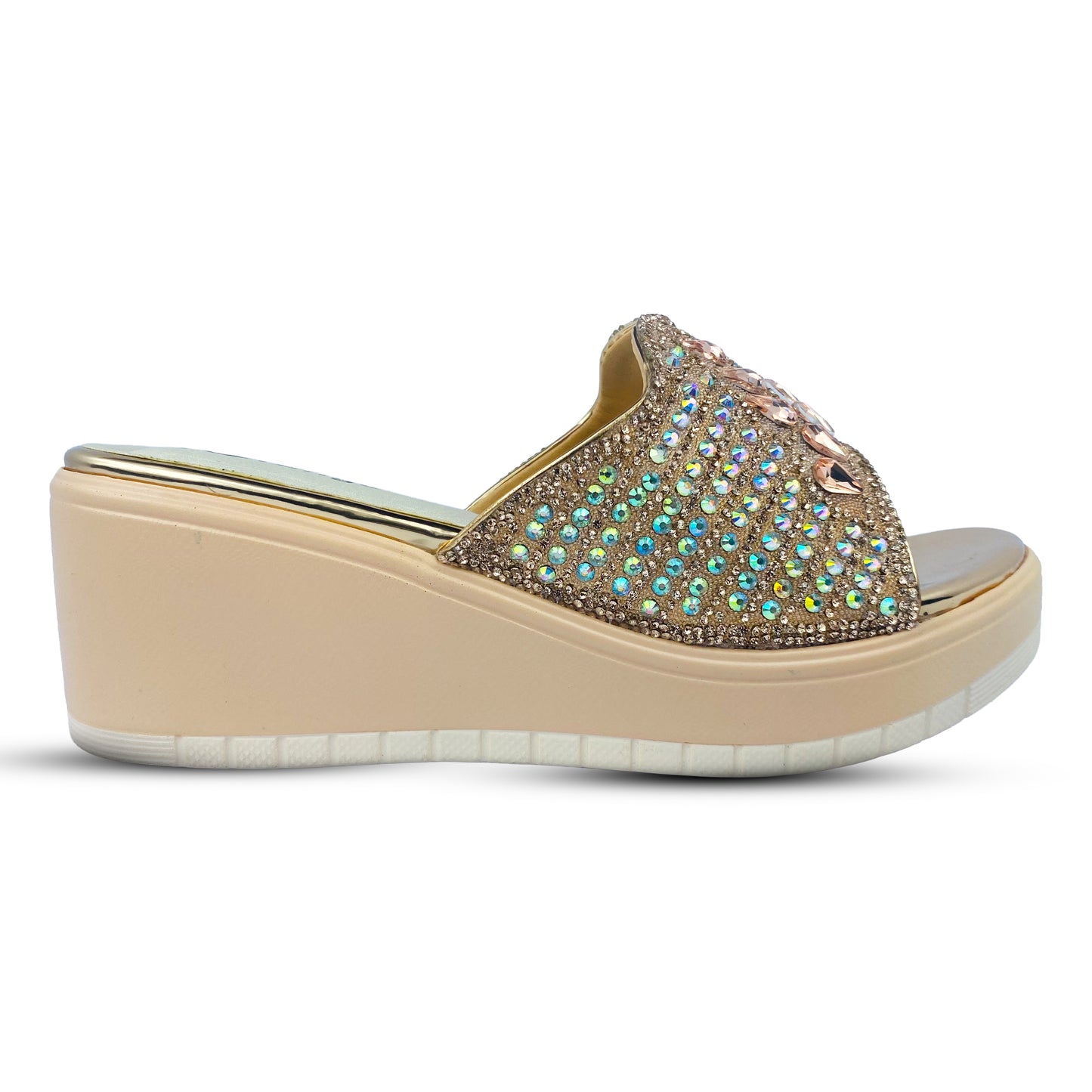 Crystal Diamante Wedge Heel Ladies Open Toe Sandals – Stylish and Elegant Footwear for Special Occasions