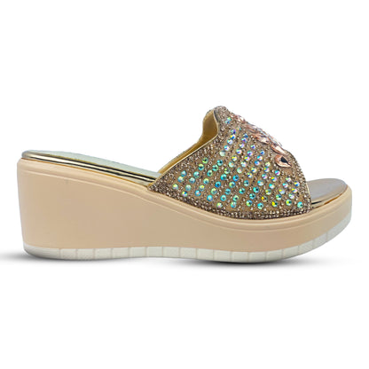 Crystal Diamante Wedge Heel Ladies Open Toe Sandals – Stylish and Elegant Footwear for Special Occasions