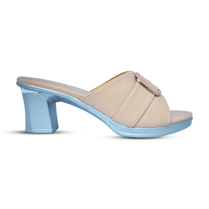 Elegant Women's Heels Slipper with Sleek Metallic Detailing