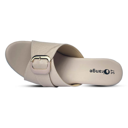 Elegant Women's Heels Slipper with Sleek Metallic Detailing