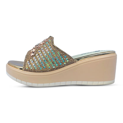 Crystal Diamante Wedge Heel Ladies Open Toe Sandals – Stylish and Elegant Footwear for Special Occasions